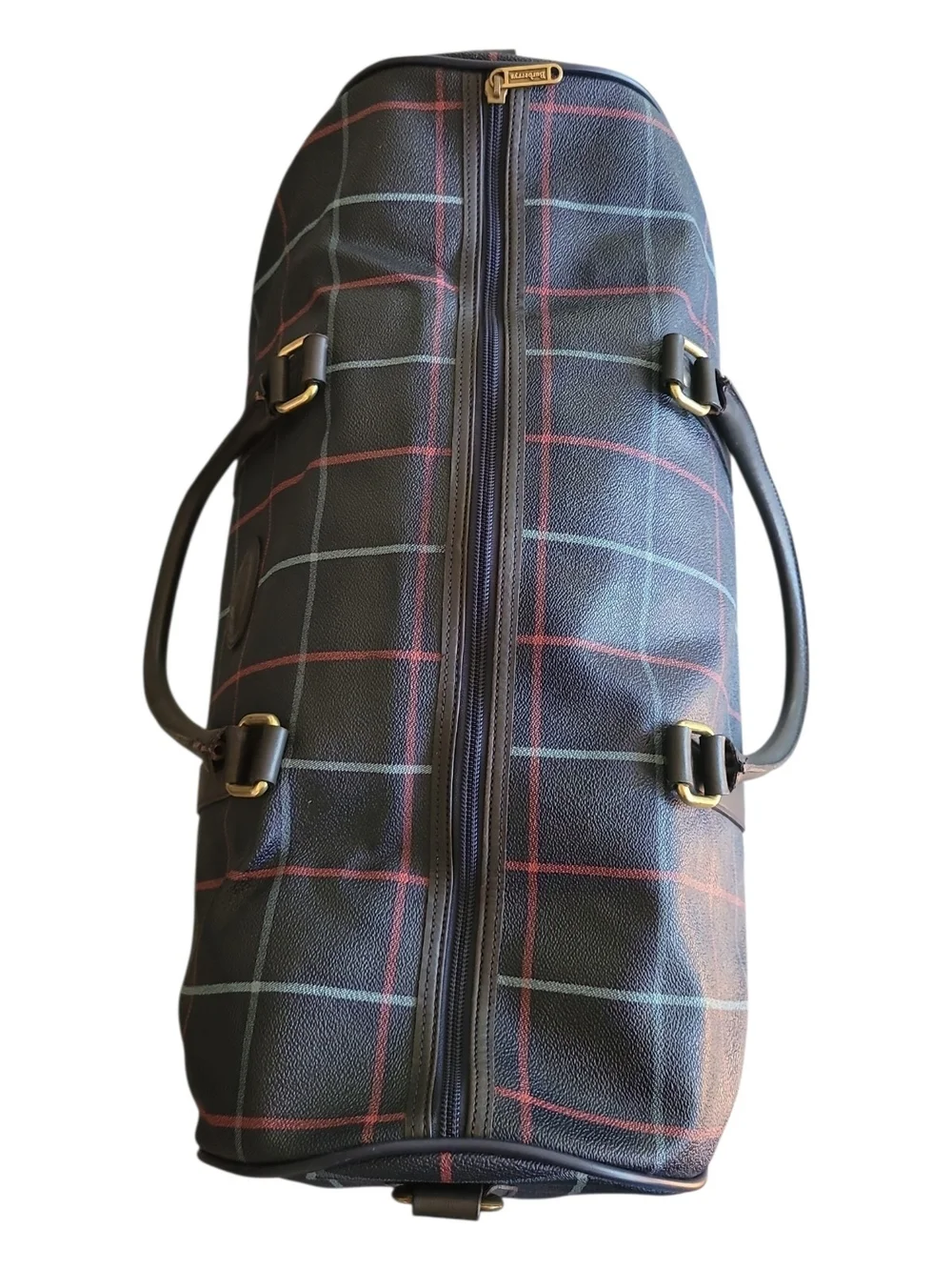 Burberry Vintage Plaid Blue Duffel Bag